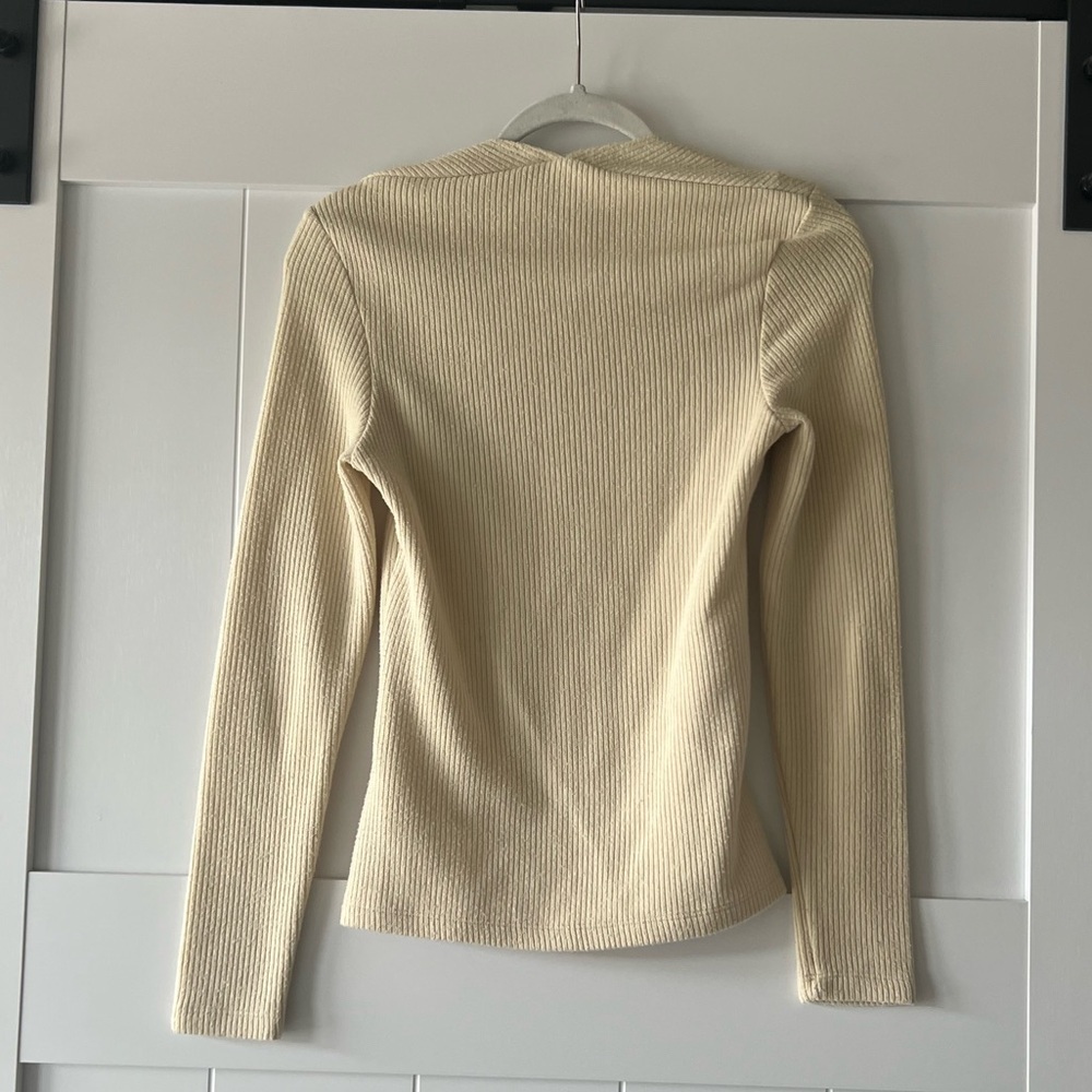Anthropologie Women’s Ivory Ribbed Knit Top Sweater - Picture 13 of 15